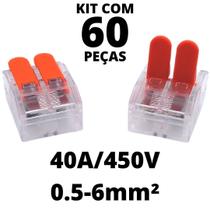 60un Conector Emenda Derivação Para Iluminação e Chuveiro 2 vias 6mm 40A/450V