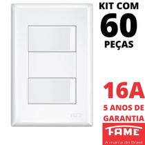 60un Interruptor Simples 2 Teclas 16A Com Placa 4x2 Evidence FAME