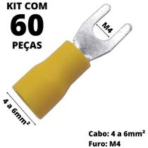 60un Terminal Forquilha Garfo Amarelo 4,0-6,0mm² M4 SV5.5-4