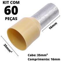 60un Terminal Tubular Ilhós Pré-isolado Simples Para Cabo de 35mm² Metal 16mm Bege E35-16
