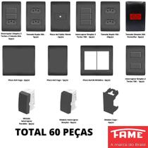 60un Tomadas Interruptores 4x2 4x4 Com Placa Habitat Black FAME