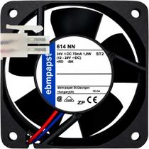 614 NN ebmpapst 24V 75mA 1.8W 2 Fios 2 Pinos 60X60X25MM D3