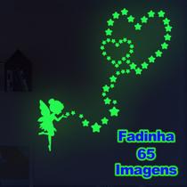 65 Img Adesivos Brilham no Escuro Fosforescente Fadinha, Estrelas - Decoração Quarto Infantil - Gia