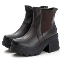 6730- Bota Coturno, cano curto, Chelsea, Feminina Couro Legitimo Preto 6730- Bota Coturno, cano curto, Chelsea, Feminina Couro Legitimo Preto