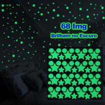 68 Imagens Adesivos Brilham no Escuro Fosforescente Estrelas, Esferas - Decoração Quarto Infantil