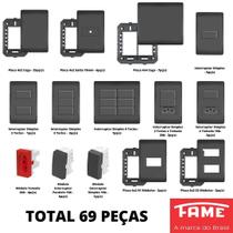 69un Modulos Tomadas Interruptores Placas Habitat Black FAME
