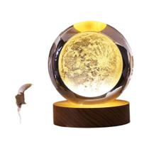 6cm Bola De Cristal 3D Pikachu Luz Noturna Base De Madeira Escultura a Laser Presente Infantil