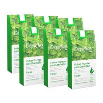 6cx Folhas Prontas Depilação Facial Depilflax Hortelã 24un