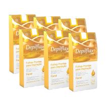 6cx Folhas Prontas Depilação Facial Depilflax Natural 24un