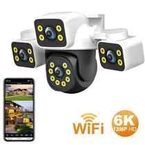 6K 12MP 3 Lentes PTZ WiFi IP Câmera Tela Dupla Rastreamento Automático Segurança Doméstica Externa