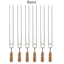 6pcs aço inoxidável em forma de U Brasando Fork Agulha De grelhar espetos ferramentas de churrasco duplo prong