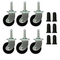 (6pçs) Rodizio Fixo Pino 6mm + Bucha 10mm Roda 32mm Preto