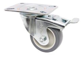 (6pçs) Rodizio Girat. 3pol. Pvc Placa C/ Freio 60kg Por Roda (6pçs) Rodizio Girat. 3pol. Pvc Placa C/ Freio 60kg Por Roda