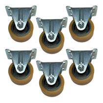 (6pçs) Rodizio Placa Fixo Alumínio C/ Pu 2pol. 90kg Por Roda (6pçs) Rodizio Placa Fixo Alumínio C/ Pu 2pol. 90kg Por Roda