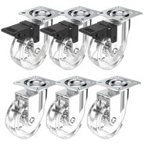 (6pçs) Rodizio Rolamento Roda Gel 75mm (3 C/ Freio + 3 Sem)