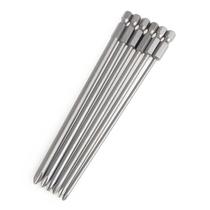 6Pcs/Set 1/4'' Shank 150mm Long S2 Steel Magnetic Hex Cross Head Screwdriver Bit - Prata