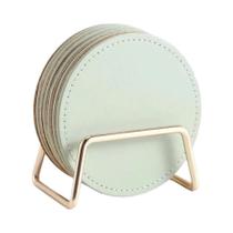 6PCS Sousplats Redondos Laváveis De Cortiça Isolamento Térmico Cor Sólida Para Cozinha