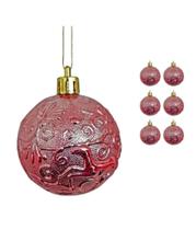 6u Bola Natal Decorada Árvore Textura Arabesco 6cm Envio Já - Rio Master