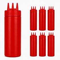 6un Bisnaga 700ml Profissional molho Bico Triplo Vermelho