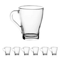 6un Canecas Vidro xícara café Transparente grossa 265ml
