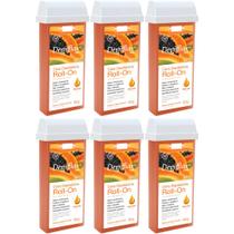 6UN Cera Refil Roll On Mamão 100g Depilação Depilflax 6UN Cera Refil Roll On Mamão 100g Depilação Depilflax