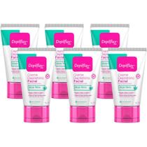 6UN Creme Depilatorio Facial 50G Com Aloe Vera Depilflax