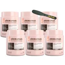 6UN Creme Massagem Pimenta Negra 1KG Hidramais+ Espátula