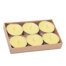 6Un Enfeite Vela Citronela Tealight na cor Amarela para Decorar Iluminar e Presentear