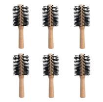 6un Escova para Cabelo Redonda de Madeira - Bellesa 6un Escova para Cabelo Redonda de Madeira - Bellesa
