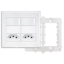 6un Interruptor Simples 2 Teclas 16A e Tomada Padrão Dupla 2P+T 10A Com Placa Evidence FAME