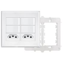 6un Interruptor Simples 4 Teclas 16A e Tomada Padrão Dupla 2P+T 20A Com Placa Evidence FAME