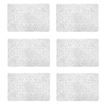 6un jogo americano pvc crochet retangular lugar mesa prata