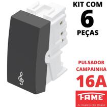 6un Módulo Interruptor Pulsador Campainha 16A Habitat Black FAME