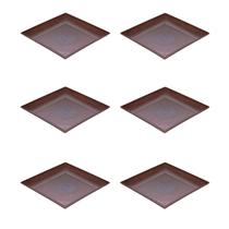 6un Petisqueira prato quadrado 24cm ecológico marrom escuro