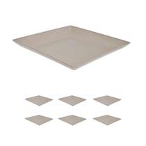 6un Petisqueira prato quadrado 24x24cm fundo cinza 6un Petisqueira prato quadrado 24x24cm fundo cinza