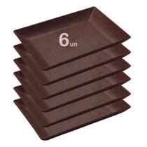 6un Petisqueira travessa Retangula 24cm servir Marrom Escuro