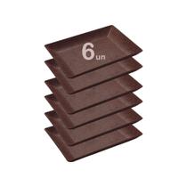 6un Petisqueira travessa Retangula 28cm servir Marrom Escuro