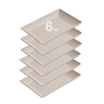 6un Petisqueira travessa Retangular 24cm Bege