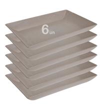 6un Petisqueira travessa Retangular 24cm Cinza Petra