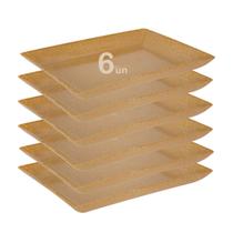 6un Petisqueira travessa Retangular 24cm Marrom Claro