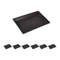 6un Petisqueira travessa Retangular 24cm Preto