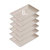 6Un Petisqueira Travessa Retangular 32Cm Bege