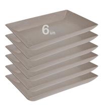6un Petisqueira travessa Retangular 32cm Cinza Petra