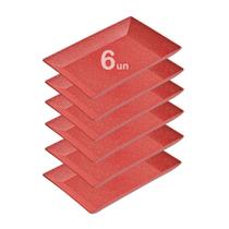 6un Petisqueira travessa Retangular servir 24cm Vermelho