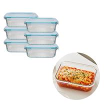 6Un Pote Canelado Hermético 640ML Vidro Trasparente/Resistente