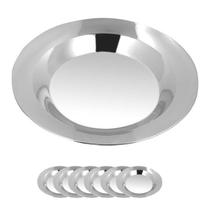 6un Prato Fundo Inox polido 22cm escola bar restaurante 6un Prato Fundo Inox polido 22cm escola bar restaurante