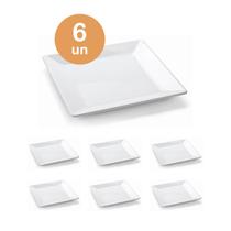 6un PRATO MELAMINA QUADRADO BRANCO 25CM PETISCOS SALADAS 6un PRATO MELAMINA QUADRADO BRANCO 25CM PETISCOS SALADAS