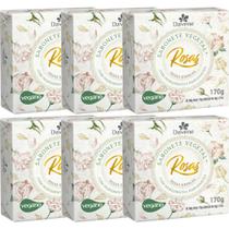 6UN Sabonete Vegetal Rosas Brancas 170G Davene