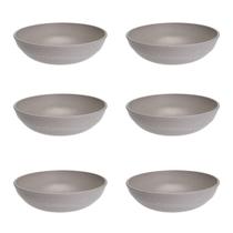 6Un Saladeira Redonda 2,4Lt Tigela Bowl 25Cm Cinza Petra