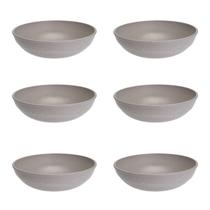 6Un Saladeira Redonda 2,4Lt Tigela Bowl 25Cm Cinza Petra